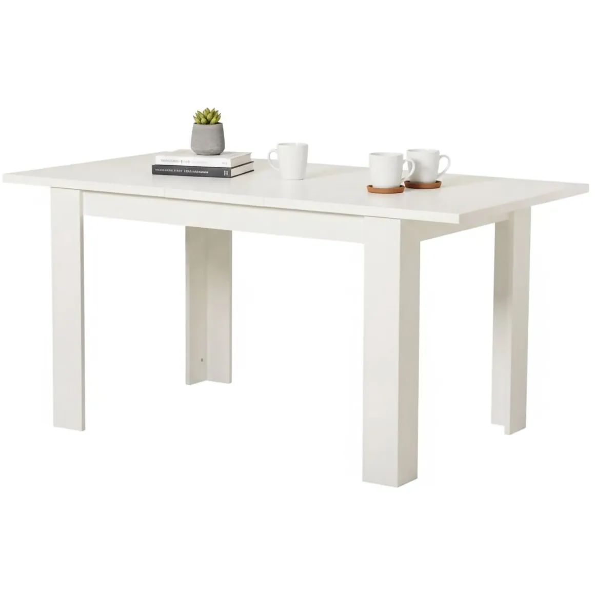 Tavoli Fissi > Dmora Tavolo Fisso 6 Posti Forma Rettangolare 145x88x75h cm, Peso Supportato 120 kg - Viverone Bianco
