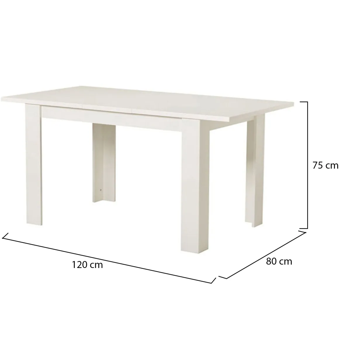 Tavoli Fissi > Dmora Tavolo Fisso 6 Posti Forma Rettangolare 145x88x75h cm, Peso Supportato 120 kg - Viverone Bianco