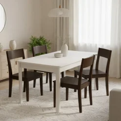 Tavolo Fisso Bianco 6 Posti Forma Rettangolare 160x90.5x76.5h cm, Materiale Piano in Legno Nobilitato - Tonara