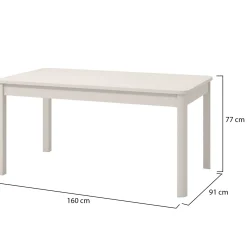 Tavolo Fisso Bianco 6 Posti Forma Rettangolare 160x90.5x76.5h cm, Materiale Piano in Legno Nobilitato - Tonara