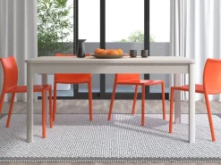 Tavolo Fisso Bianco 6 Posti Forma Rettangolare 160x90.5x76.5h cm, Materiale Piano in Legno Nobilitato - Tonara