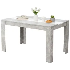 Tavoli Fissi > Dmora Tavolo Fisso Grigio Cemento Bianco 6 Posti Forma Rettangolare 135x80.5x74.5h cm, Colore Struttura Bianco - Simala Bianco, Grigio Cemento