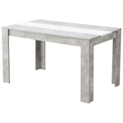Tavoli Fissi > Dmora Tavolo Fisso Grigio Cemento Bianco 6 Posti Forma Rettangolare 135x80.5x74.5h cm, Colore Struttura Bianco - Simala Bianco, Grigio Cemento