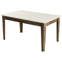 Tavolo Fisso Marrone Noce Bianco Crema 6 Posti Forma Rettangolare 145x88x75h cm, Peso Supportato 120 kg - Viverone