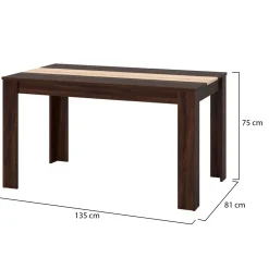 Tavoli Fissi > Dmora Tavolo Fisso Marrone Noce Marrone Rovere 6 Posti Forma Rettangolare 135x80.5x74.5h cm, Colore Ripiano Marrone - Simala Marrone Rovere, Marrone Noce