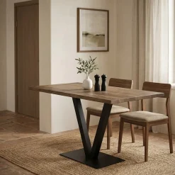 Tavoli Fissi > Dmora Tavolo Fisso Marrone Noce Nero Antracite 6 Posti Forma Rettangolare 145x88x75h cm, Peso Supportato 120 kg - Viverone Nero Antracite, Marrone Noce