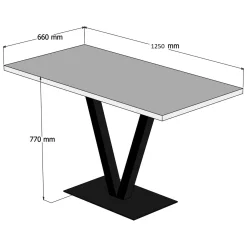 Tavolo Fisso Marrone Noce Nero 6 Posti Forma Rettangolare 125x66x77h cm, Peso Supportato 100 kg - Vadena
