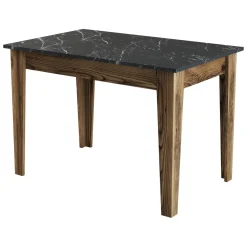 Tavoli Fissi > Dmora Tavolo Fisso Marrone Noce Nero Marmo 6 Posti Forma Rettangolare 145x88x75h cm, Peso Supportato 120 kg - Viverone Nero Marmo, Marrone Noce