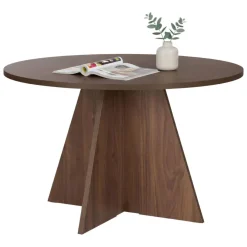 Tavoli Fissi > Dmora Tavolo Fisso 4 Posti Forma Rotondo 120x120x75h cm, Peso Supportato 60 kg - Racale Marrone Noce