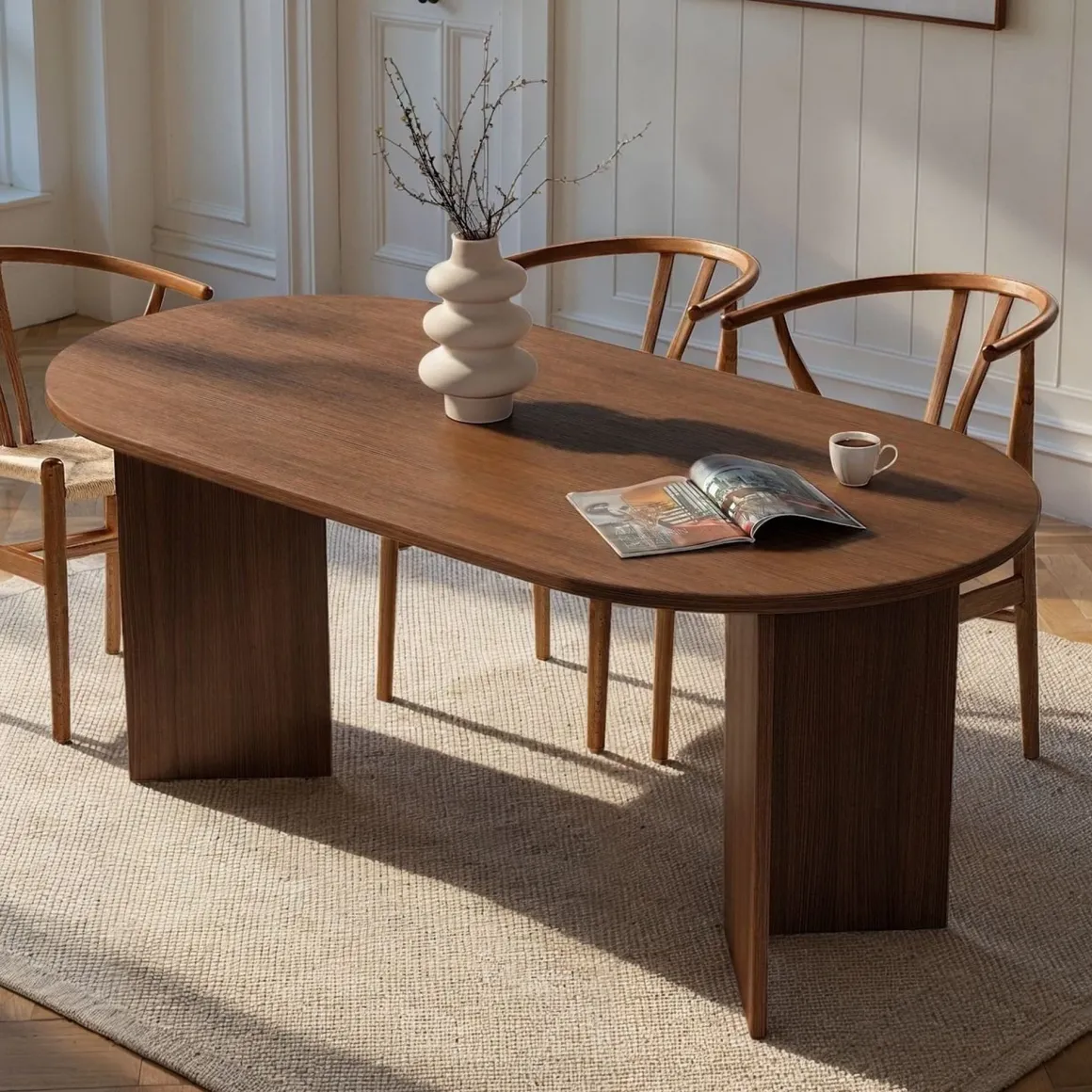 Tavoli Fissi > Dmora Tavolo Fisso 6 Posti Forma Rettangolare 110x72x75h cm, Peso Supportato 120 kg - Fosciana Marrone Noce