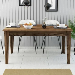 Tavolo Fisso Marrone Noce 6 Posti Forma Rettangolare 145x88x75h cm, Peso Supportato 120 kg - Viverone