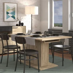 Tavolo Fisso Marrone Noce 6 Posti Forma Rettangolare 160x91.5x76h cm, Materiale Piano in Legno Nobilitato - Siano