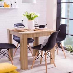 Tavolo Fisso Marrone 4 Posti Forma Rettangolare 80x80x75h cm, Materiale Piano in Legno Nobilitato - Cagno