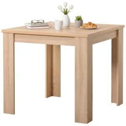 Tavolo Fisso Marrone 4 Posti Forma Rettangolare 80x80x75h cm, Materiale Piano in Legno Nobilitato - Cagno
