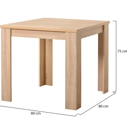 Tavolo Fisso Marrone 4 Posti Forma Rettangolare 80x80x75h cm, Materiale Piano in Legno Nobilitato - Cagno