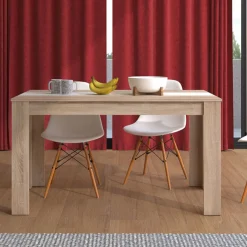 Tavoli Fissi > Dmora Tavolo Fisso Marrone Rovere Bianco 6 Posti Forma Rettangolare 135x80.5x74.5h cm, Colore Struttura Bianco - Simala Bianco, Marrone Rovere