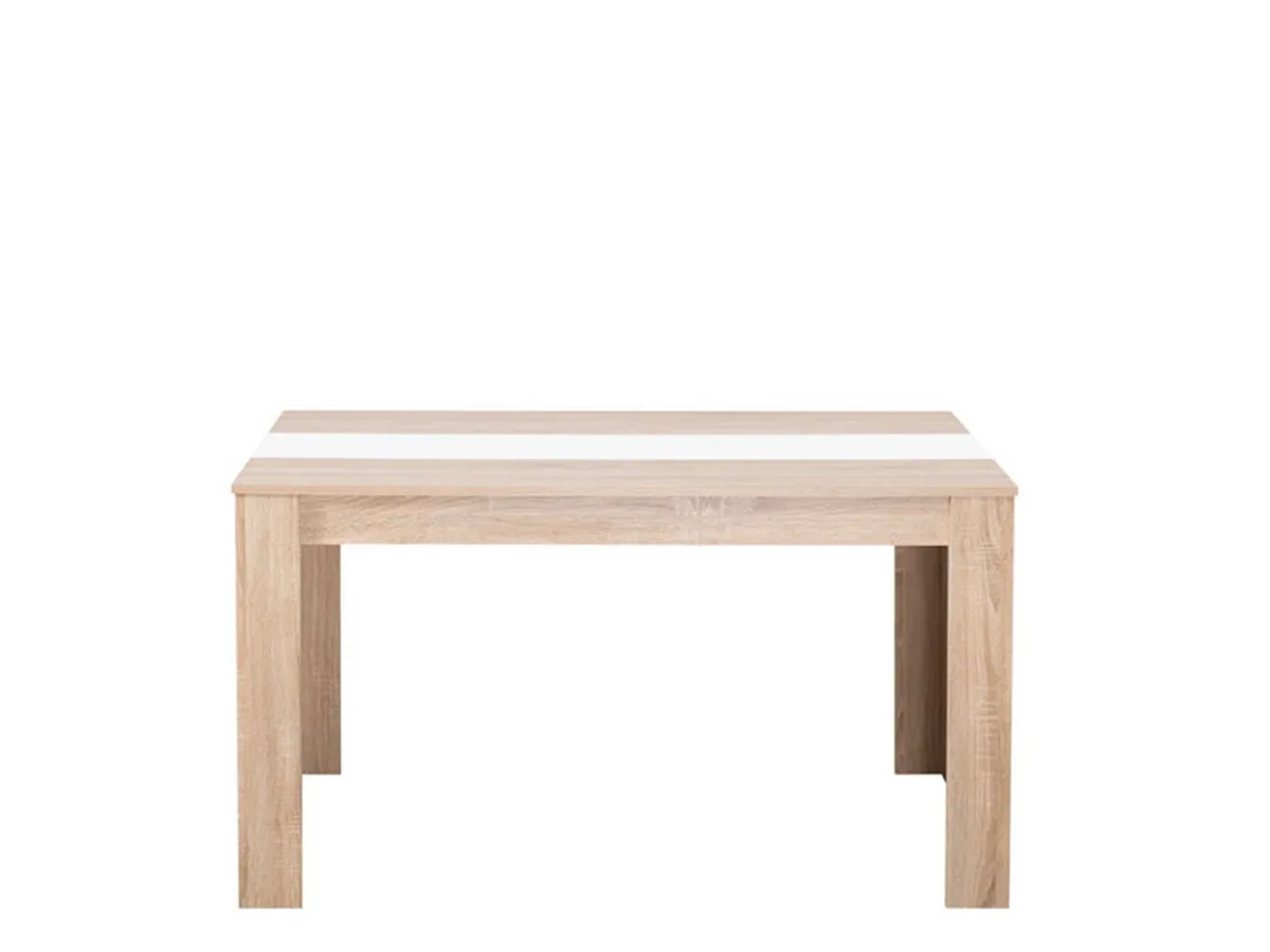 Tavoli Fissi > Dmora Tavolo Fisso Marrone Rovere Bianco 6 Posti Forma Rettangolare 135x80.5x74.5h cm, Colore Struttura Bianco - Simala Bianco, Marrone Rovere
