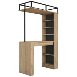 Tavolo Fisso Marrone Rovere Nero 2 Posti Ideale per bar e Open Space 120x56x199h cm, Forma Rettangolare - Ezzelini