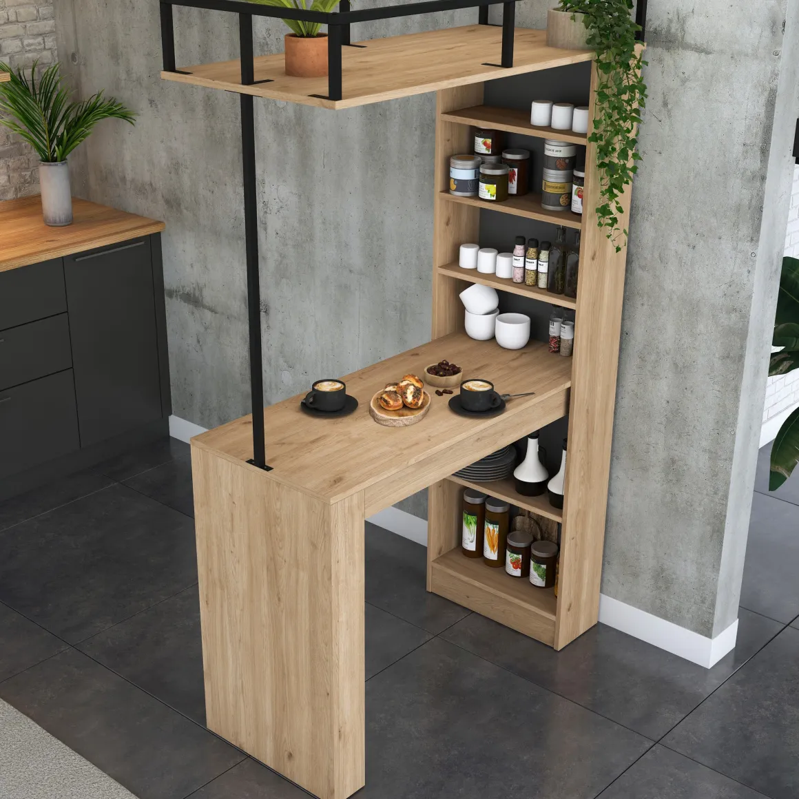 Tavoli Fissi > Dmora Tavolo Fisso Marrone Rovere Nero 4 Posti Forma Ovale 180x90x73h cm, Sfumatura Colore Struttura Rovere - Baleha Nero, Marrone Rovere