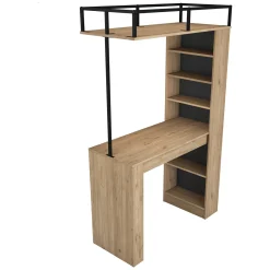 Tavolo Fisso Marrone Rovere Nero 2 Posti Ideale per bar e Open Space 120x56x199h cm, Forma Rettangolare - Ezzelini