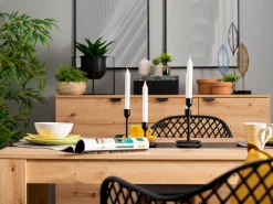 Tavoli Fissi > Dmora Tavolo Fisso 2 Posti Forma Rettangolare 120x50x105h cm, Materiale Piano in Legno Nobilitato - Sedriano Marrone Rovere Nodi