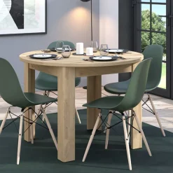 Tavoli Fissi > Dmora Tavolo Fisso 4 Posti Forma Rotondo 120x120x75h cm, Peso Supportato 60 kg - Racale Marrone Rovere Nodi
