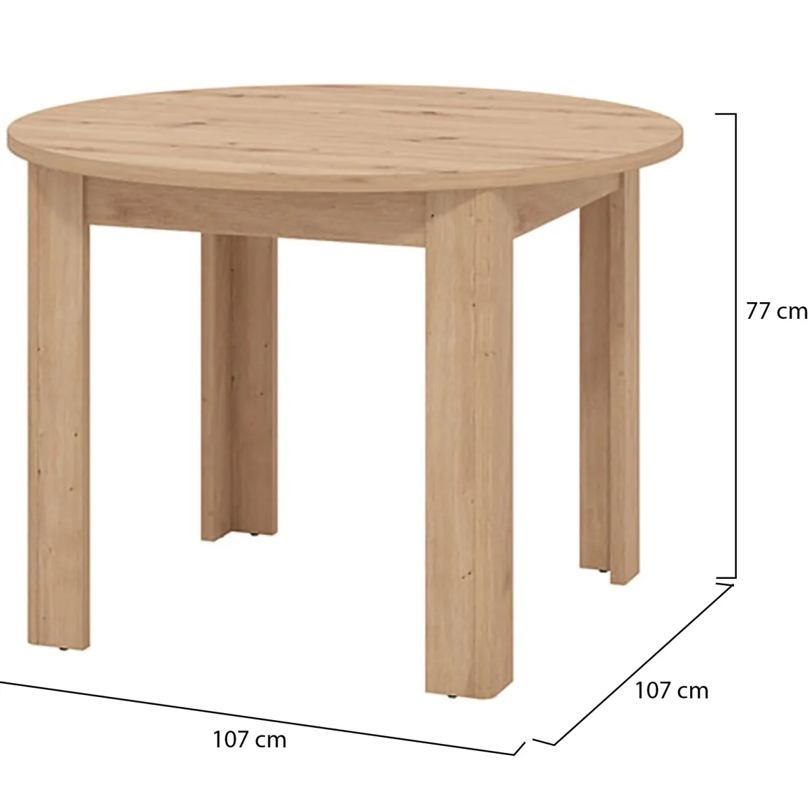 Tavoli Fissi > Dmora Tavolo Fisso 4 Posti Forma Rotondo 120x120x75h cm, Peso Supportato 60 kg - Racale Marrone Rovere Nodi
