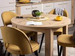 Tavoli Fissi > Dmora Tavolo Fisso 4 Posti Forma Rotondo 120x120x75h cm, Peso Supportato 60 kg - Racale Marrone Rovere Nodi
