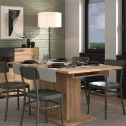 Tavolo Fisso Marrone Rovere Nodi 6 Posti Forma Rettangolare 160x91.5x76h cm, Materiale Piano in Legno Nobilitato - Siano