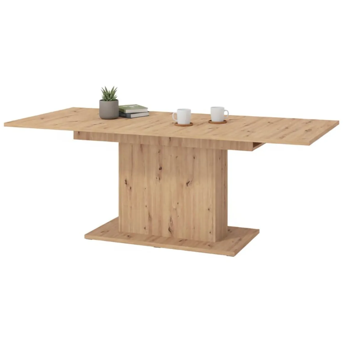 Tavoli Fissi > Dmora Tavolo Fisso 6 Posti Ripiano Effetto Dogato 135x80x76h cm, Forma Rettangolare - Luarca Marrone Rovere Nodi