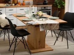 Tavoli Fissi > Dmora Tavolo Fisso 6 Posti Ripiano Effetto Dogato 135x80x76h cm, Forma Rettangolare - Luarca Marrone Rovere Nodi