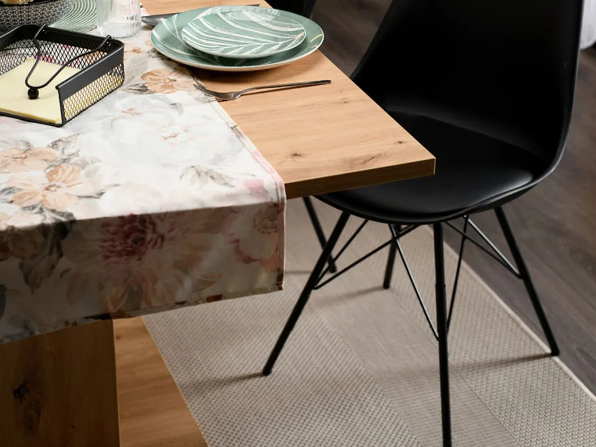 Tavoli Fissi > Dmora Tavolo Fisso 6 Posti Ripiano Effetto Dogato 135x80x76h cm, Forma Rettangolare - Luarca Marrone Rovere Nodi