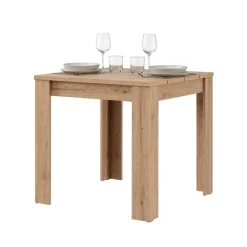 Tavolo Fisso Marrone Rovere Nodi 6 Posti Ripiano Effetto Dogato 80x80x76h cm, Forma Quadrato - Trosa