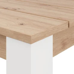 Tavolo Fisso Marrone Rovere Nodi Bianco 6 Posti Ripiano Effetto Dogato 135x80x76h cm, Forma Rettangolare - Luarca