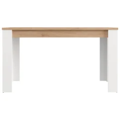 Tavolo Fisso Marrone Rovere Nodi Bianco 6 Posti Ripiano Effetto Dogato 135x80x76h cm, Forma Rettangolare - Luarca