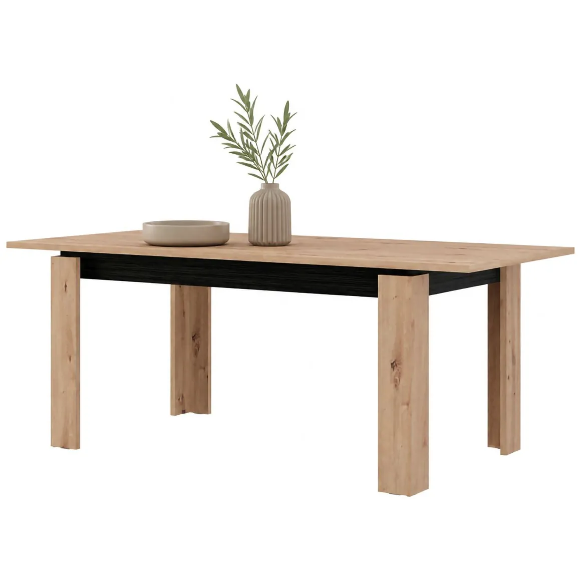 Tavolo Fisso Marrone Rovere Nodi Nero 8 Posti Forma Rettangolare 160x90x77h cm, Sfumatura Colore Struttura Rovere Nodi - Ulass