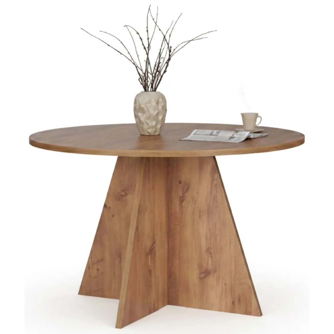 Tavoli Fissi > Dmora Tavolo Fisso 4 Posti Ripiano Effetto Dogato 80x80x76h cm, Forma Quadrato - Trosa Marrone Rovere