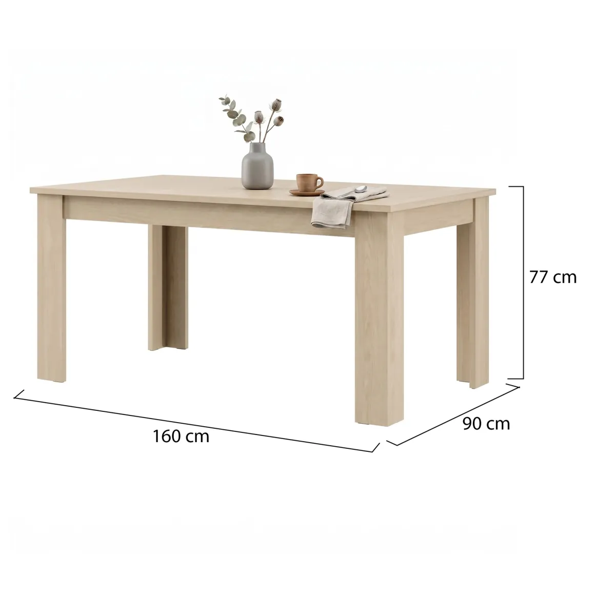 Tavolo Fisso Marrone Rovere 8 Posti Forma Rettangolare 160x90x77h cm, Sfumatura Colore Struttura Rovere - Rifred