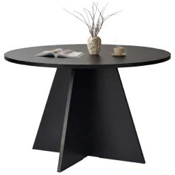 Tavoli Fissi > Dmora Tavolo Fisso 4 Posti Forma Rotondo 120x120x75h cm, Peso Supportato 60 kg - Racale Nero