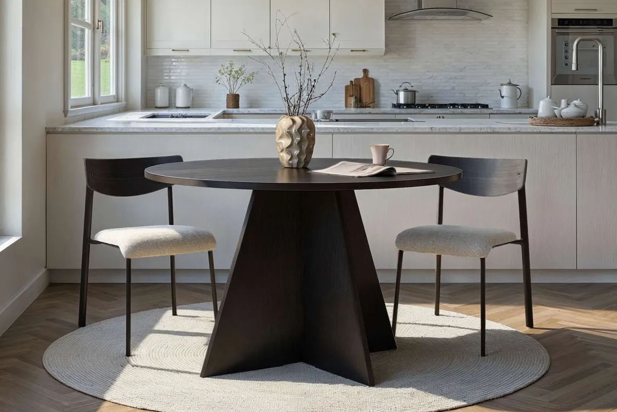 Tavoli Fissi > Dmora Tavolo Fisso 4 Posti Forma Rotondo 120x120x75h cm, Peso Supportato 60 kg - Racale Nero