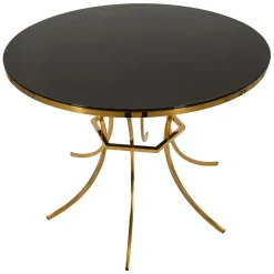 Tavolo Fisso Trasparente oro 2 Posti Forma Rotondo 100x100x80h cm, Colore Struttura oro - Dasozama