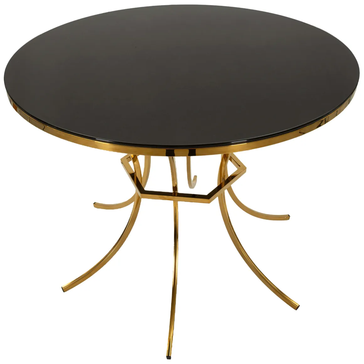 Tavolo Fisso Trasparente oro 2 Posti Forma Rotondo 100x100x80h cm, Colore Struttura oro - Dasozama