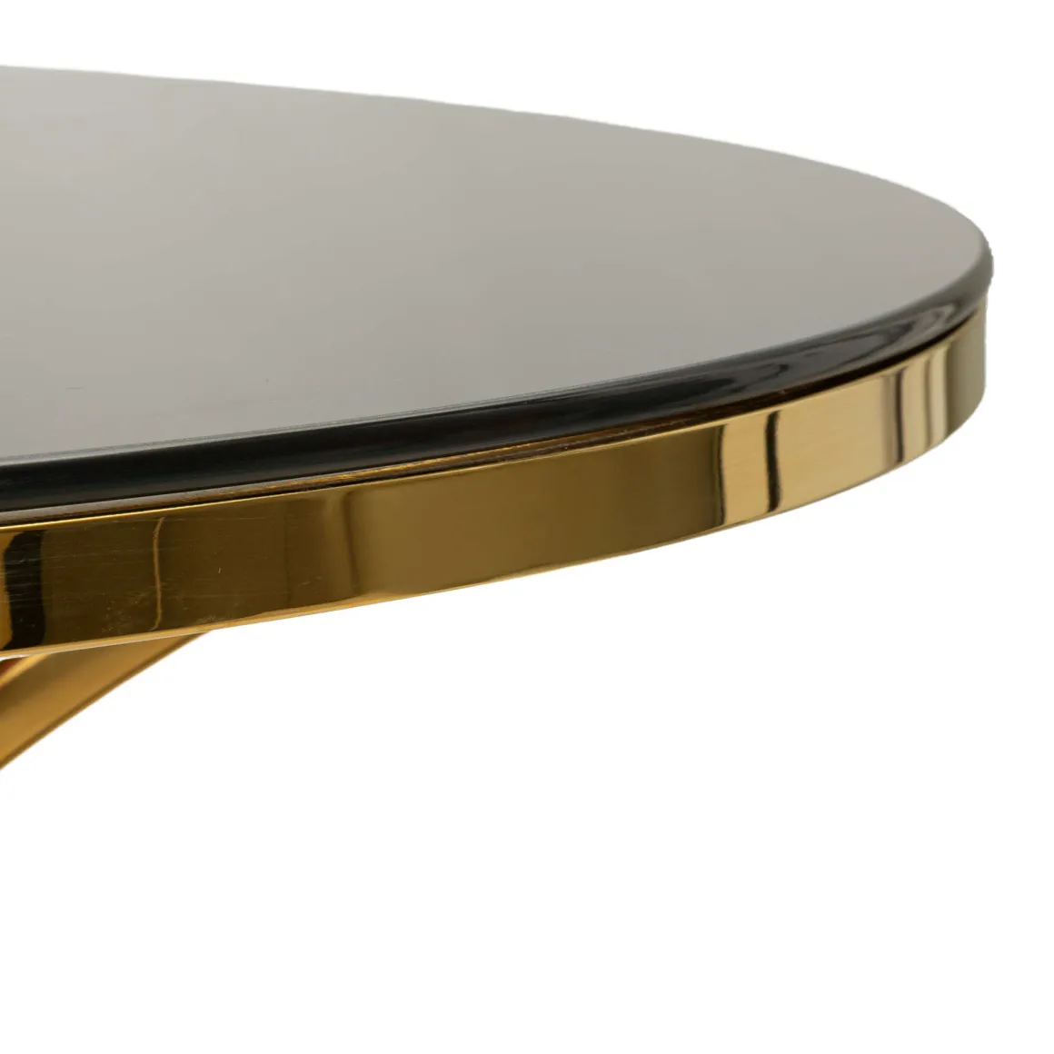 Tavolo Fisso Trasparente oro 2 Posti Forma Rotondo 100x100x80h cm, Colore Struttura oro - Dasozama