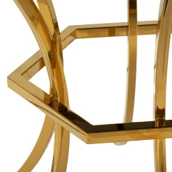Tavolo Fisso Trasparente oro 2 Posti Forma Rotondo 100x100x80h cm, Colore Struttura oro - Dasozama