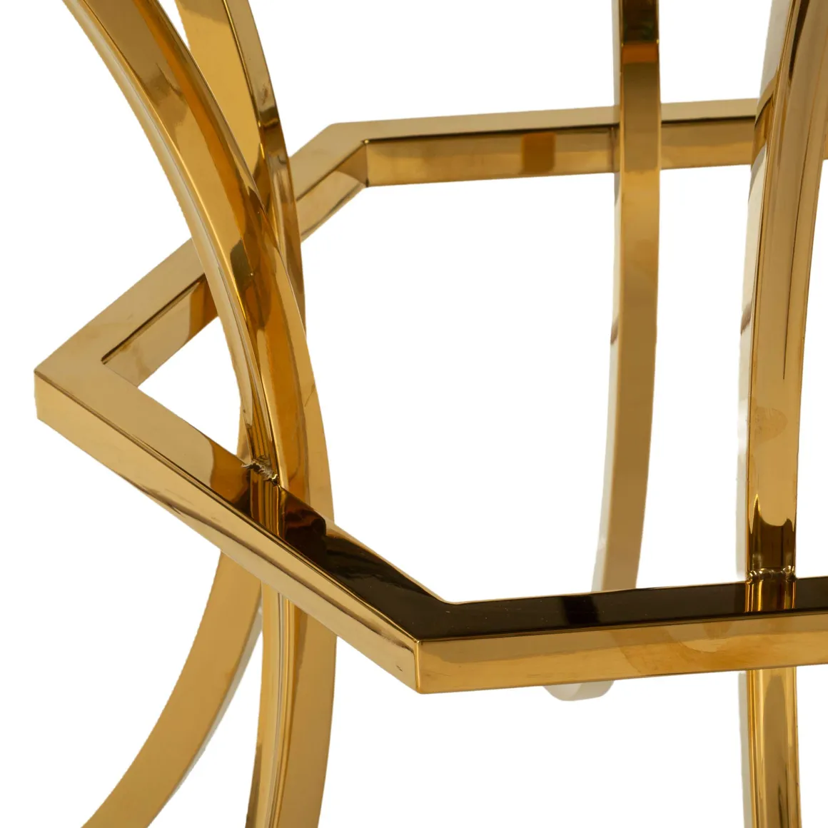 Tavolo Fisso Trasparente oro 2 Posti Forma Rotondo 100x100x80h cm, Colore Struttura oro - Dasozama