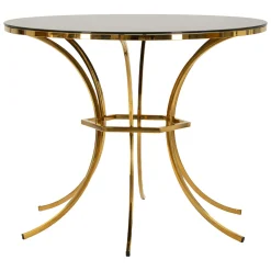 Tavolo Fisso Trasparente oro 2 Posti Forma Rotondo 100x100x80h cm, Colore Struttura oro - Dasozama
