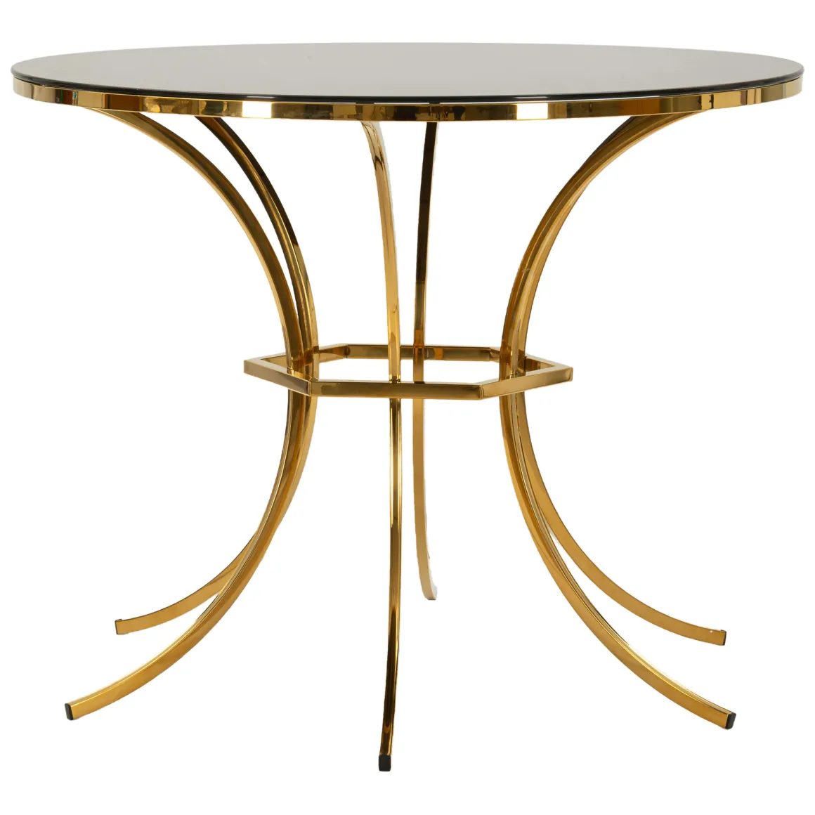 Tavolo Fisso Trasparente oro 2 Posti Forma Rotondo 100x100x80h cm, Colore Struttura oro - Dasozama