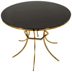 Tavolo Fisso Trasparente oro 2 Posti Forma Rotondo 100x100x80h cm, Colore Struttura oro - Dasozama