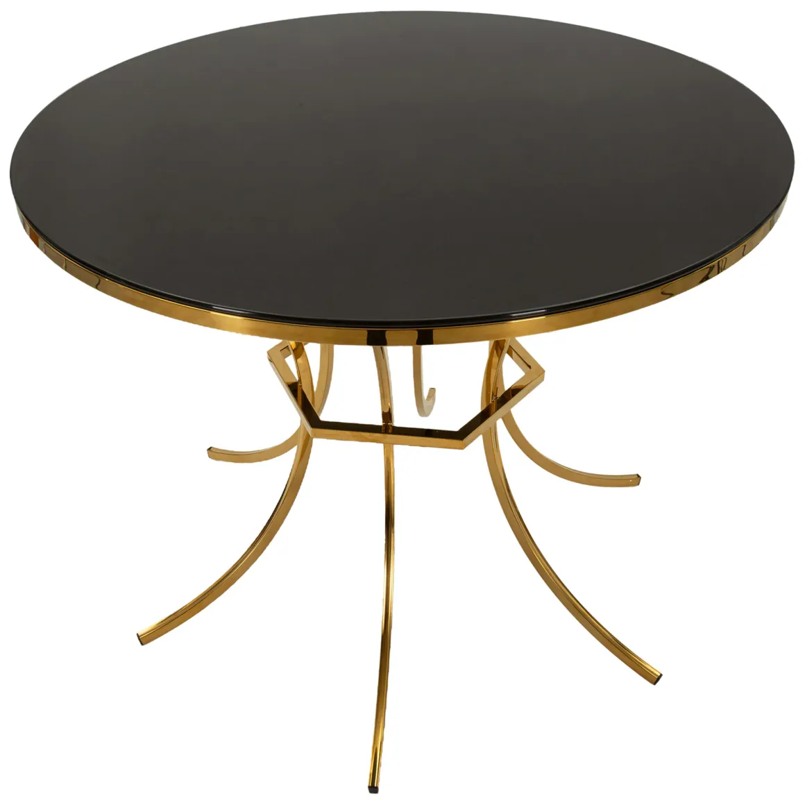 Tavolo Fisso Trasparente oro 2 Posti Forma Rotondo 100x100x80h cm, Colore Struttura oro - Dasozama