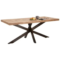 Tavoli Fissi > Dmora Tavolo gambe intrecciate rettangolare 9 posti marrone e nero 180x90cm - Deller Nero, Marrone